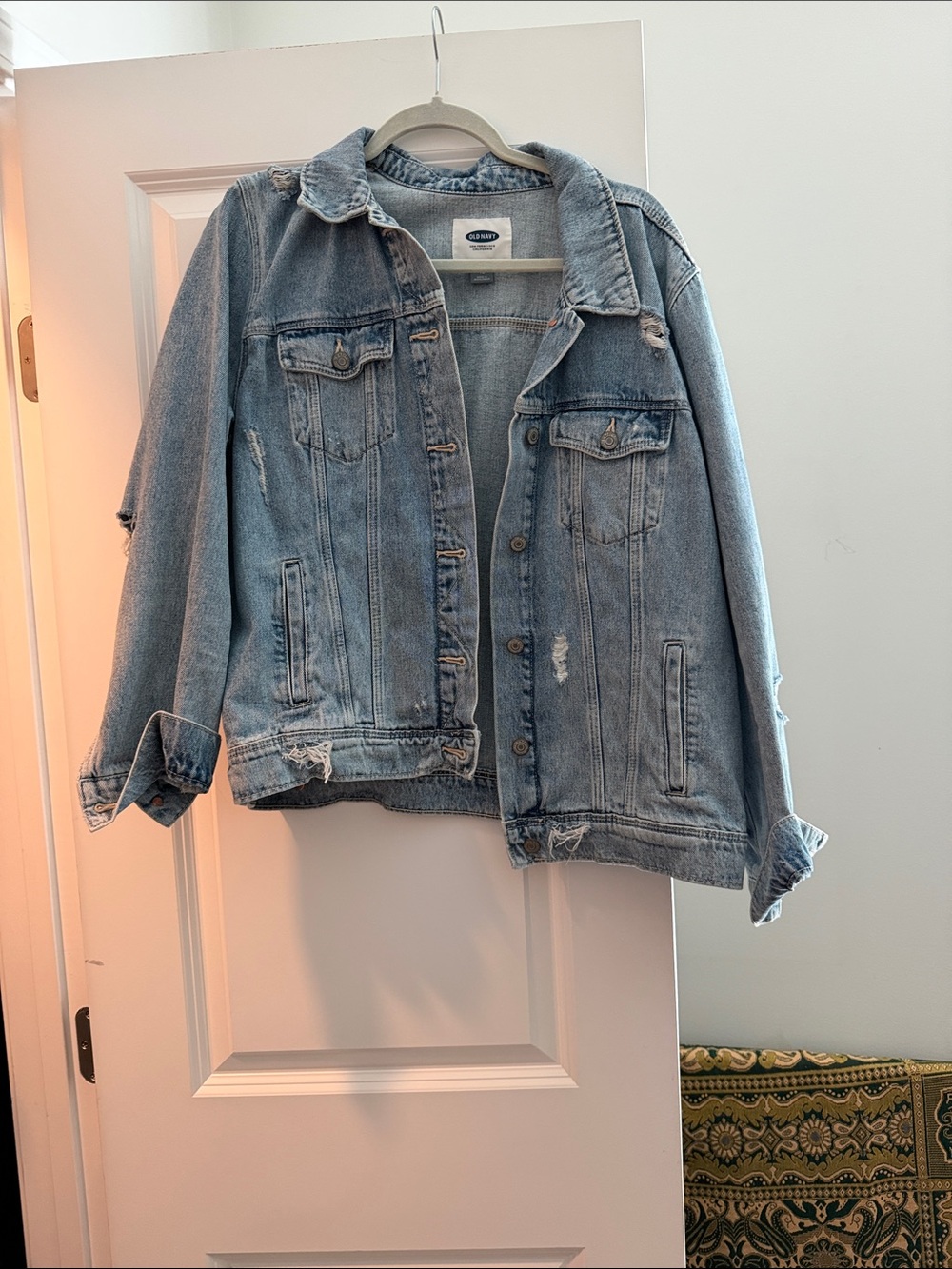 Old Navy Light Blue Distressed Denim Jacket - Picture 1 of 3